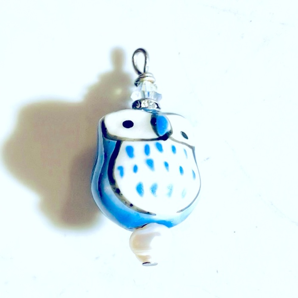 Purple and Pearl Owl Pendant